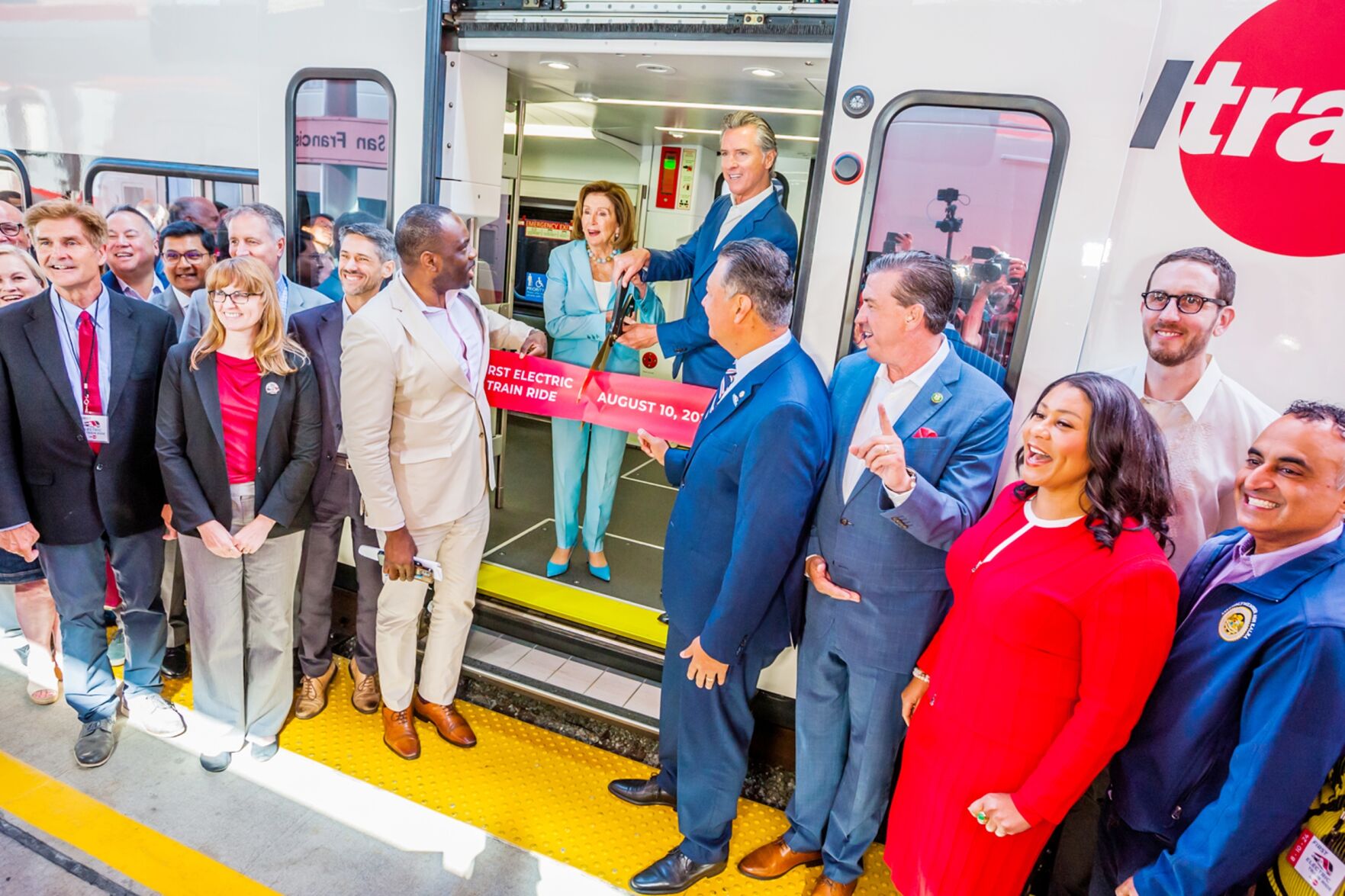 San Francisco Train Station caltrain electric trains Nancy Pelosi Gavin Newsom